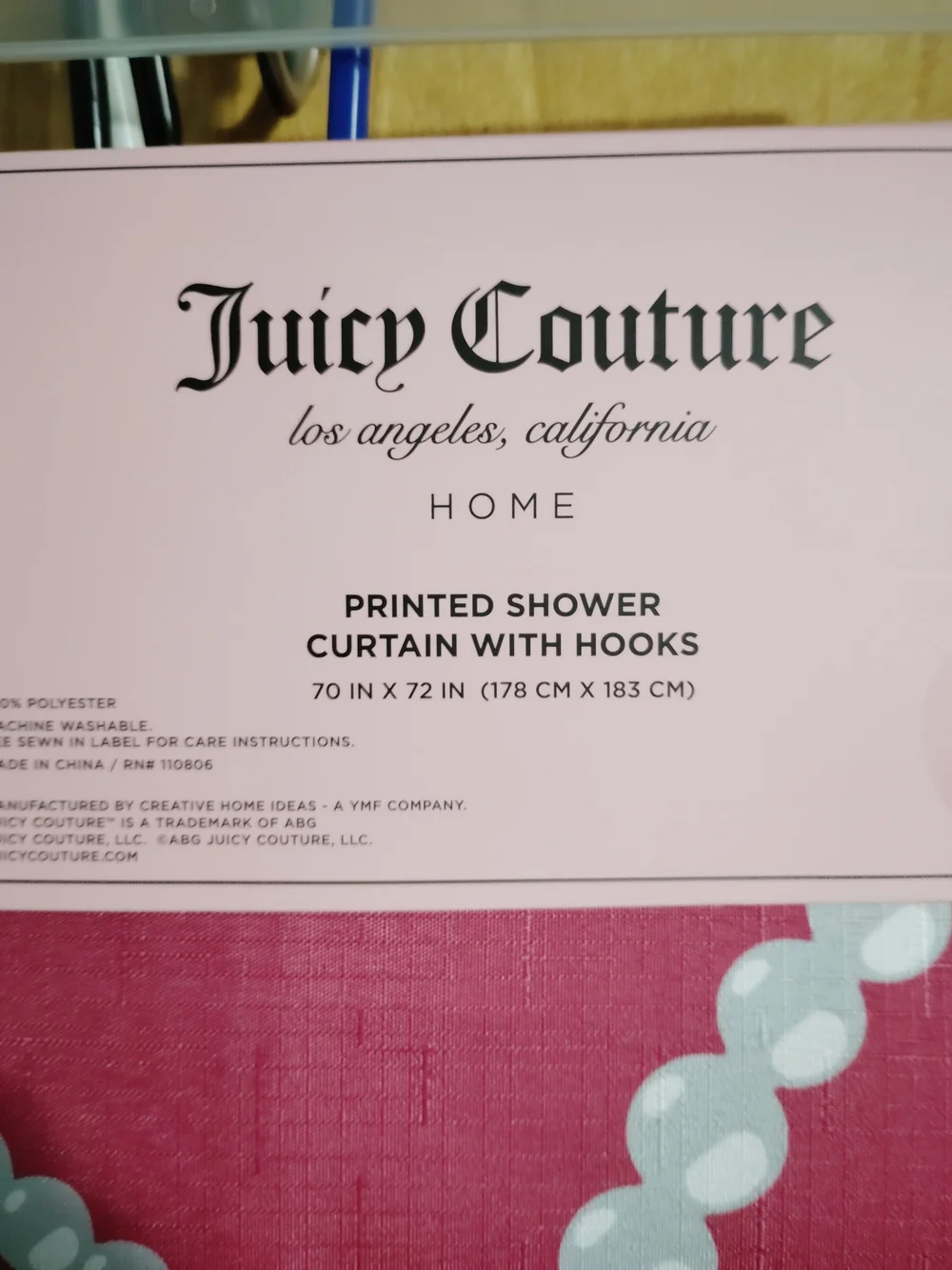 Juicy Couture Pink Crown Pattern Shower Curtain